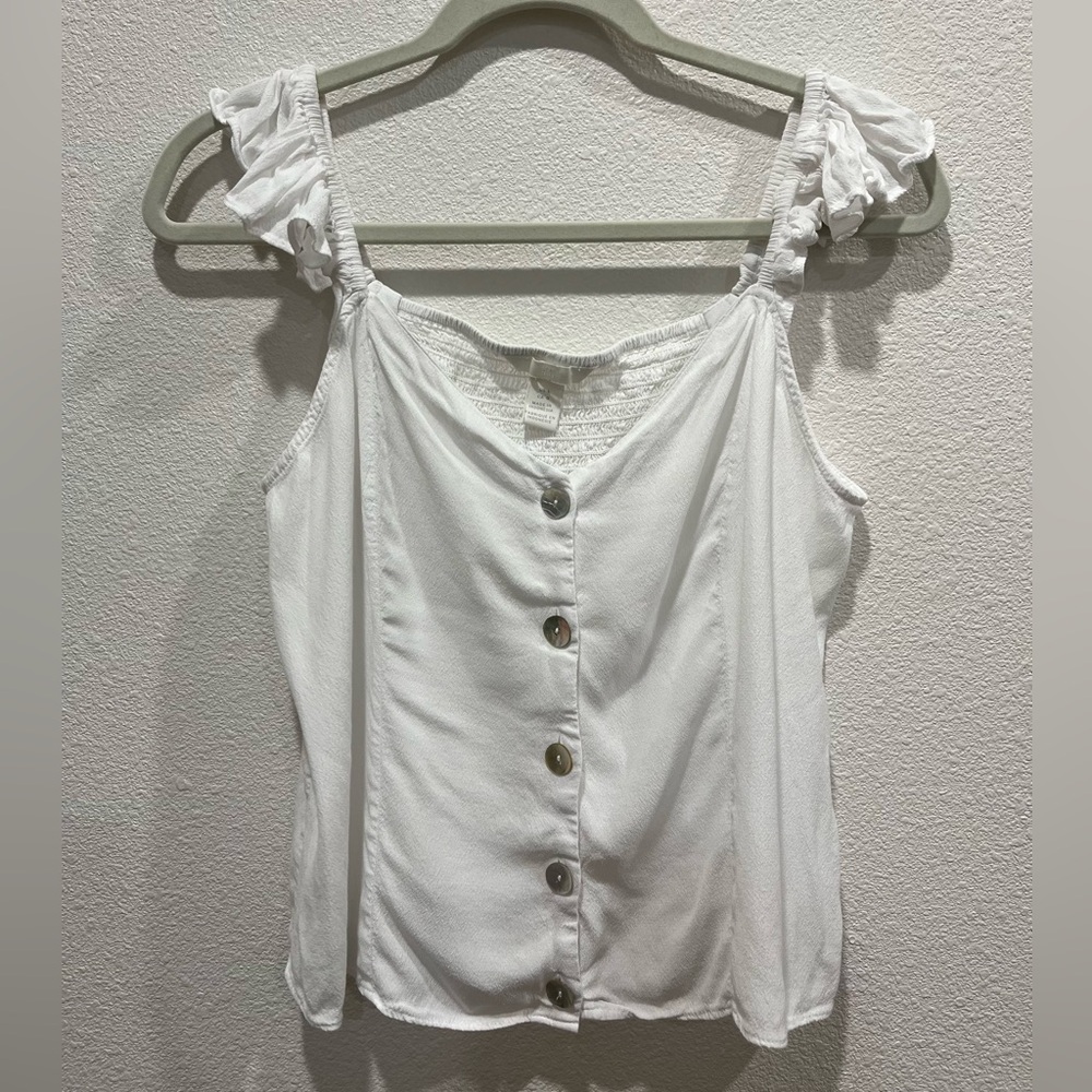 H&M Button Up Ruffle Strap Blouse